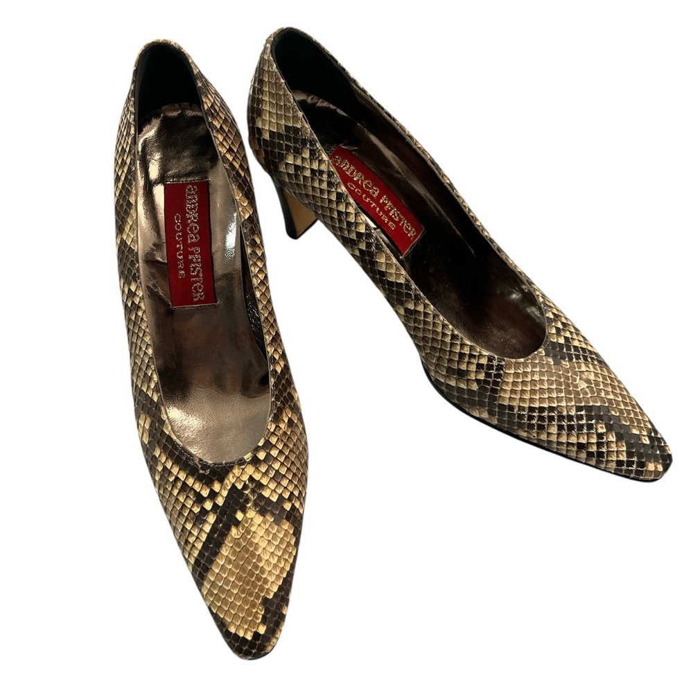 Andrea Pfister Women's Genuine Snakeskin Pumps Size 6.5 Old Money Coquette
